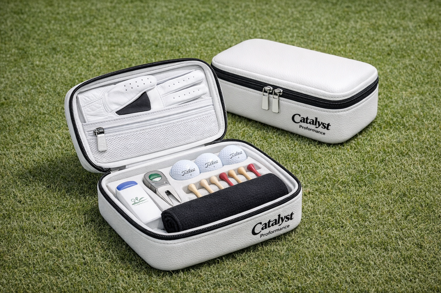 Deluxe Gift Case,Select Your Glove Level,Custom Printed Golf Tees,Towel,Balls,Divot Tool,Range Finder, Hat Clip And Ball Markers
